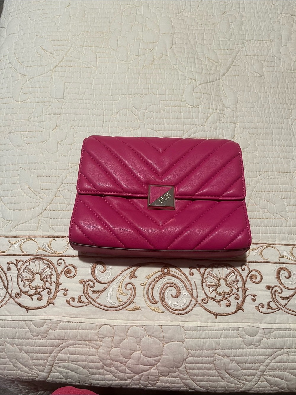 DKNY Quilted Crossbody Bag in Hot Pink